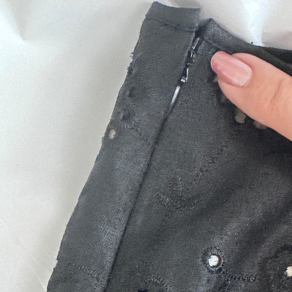 Vintage NWT St.Tropez West Black Cotton Eyelet With Blush Lining sz14 Midi Skirt - Picture 6 of 9